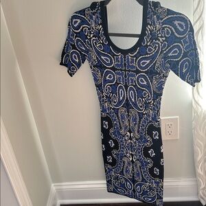 Torn by Ronny Kobo Blue and Black Knit Top